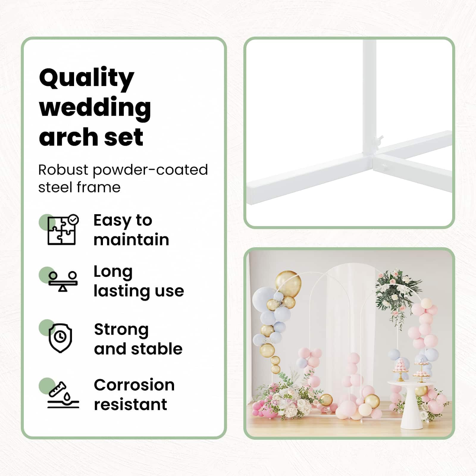 vidaXL Heim & Garten Hochzeitsbogen Weiß 3 Stk 120 cm Stahl