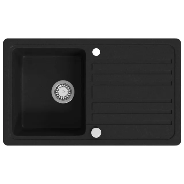 vidaXL Granitspüle Schwarz Reversibel mit Abtropffläche