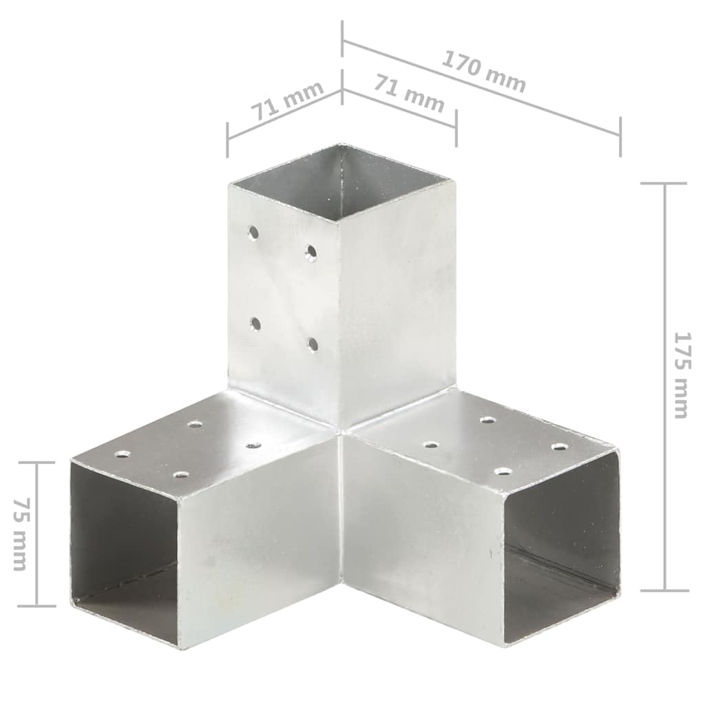 vidaXL Pfostenverbinder 71x71mm Verzinkt Y-Form 4 Stück Metall