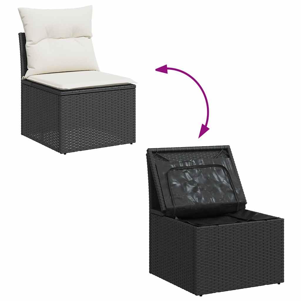 vidaXL Garten Sofagarnitur 9-tlg schwarz creme Rattan