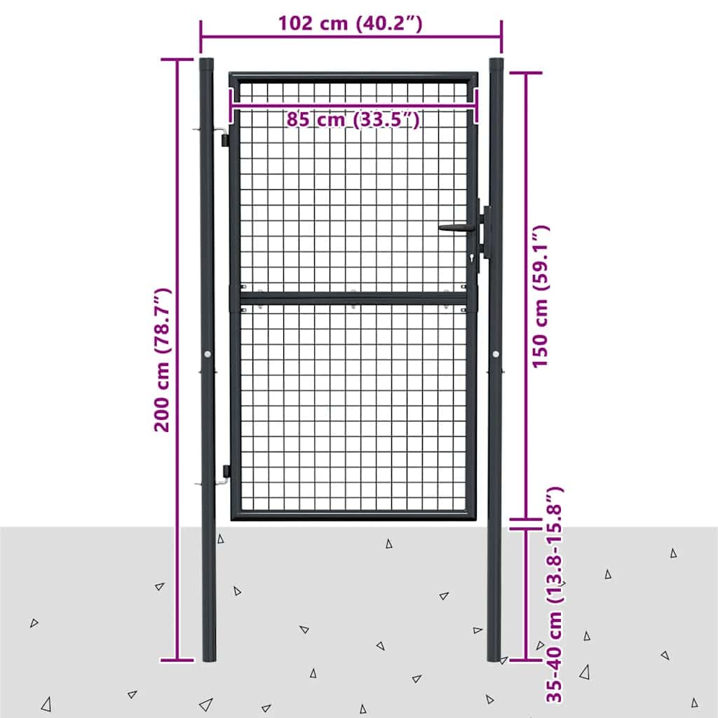 vidaXL Heim & Garten Gartentor 100x150 cm Grau Stahl