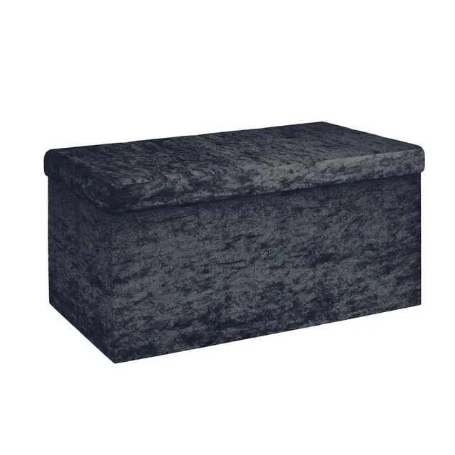 Intirilife Sitzbank Samt Schwarz 76x38x38cm Hocker Stauraum