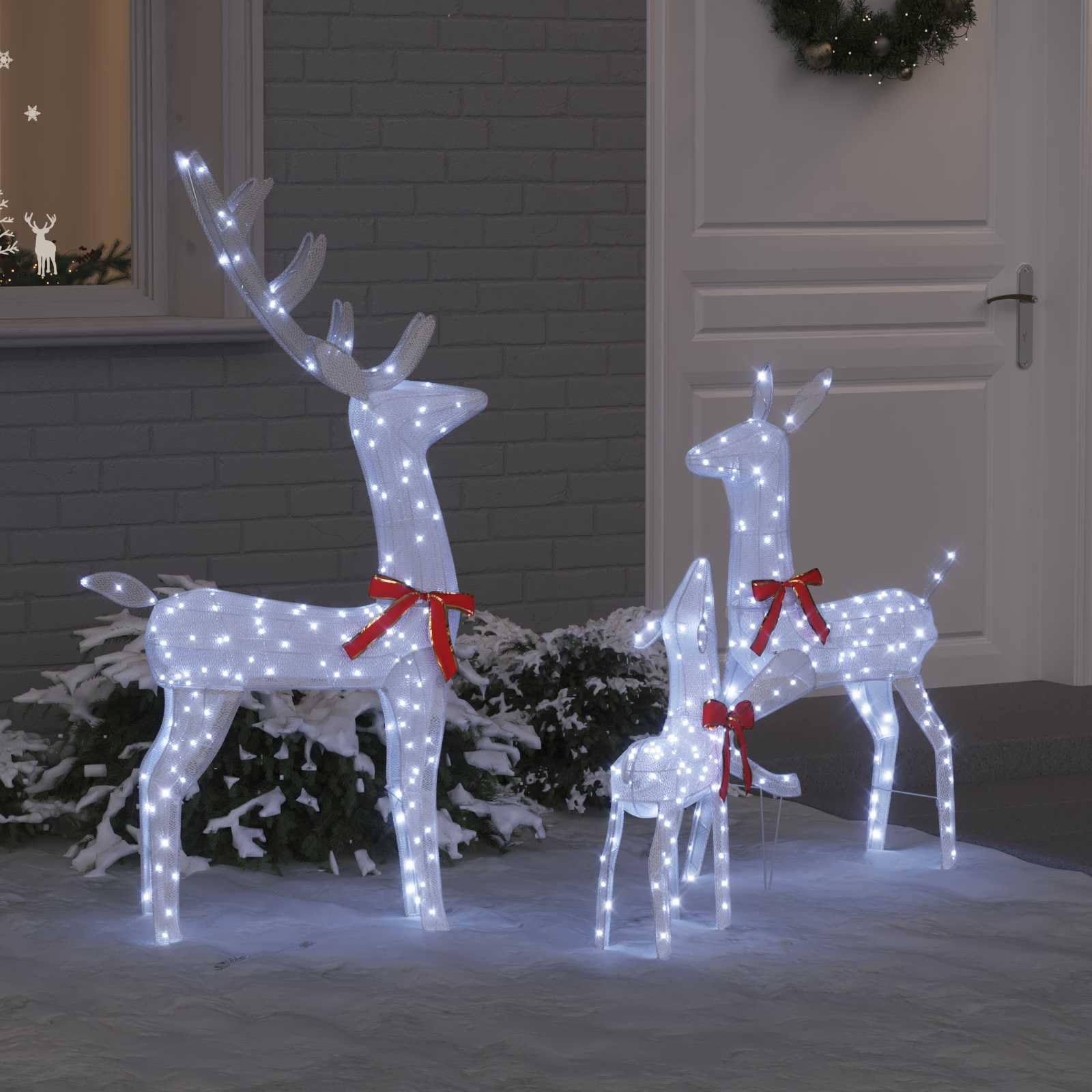 vidaXL Rentierfamilie 3-tlg LED Weihnachtsdeko kaltweiß 300 LEDs