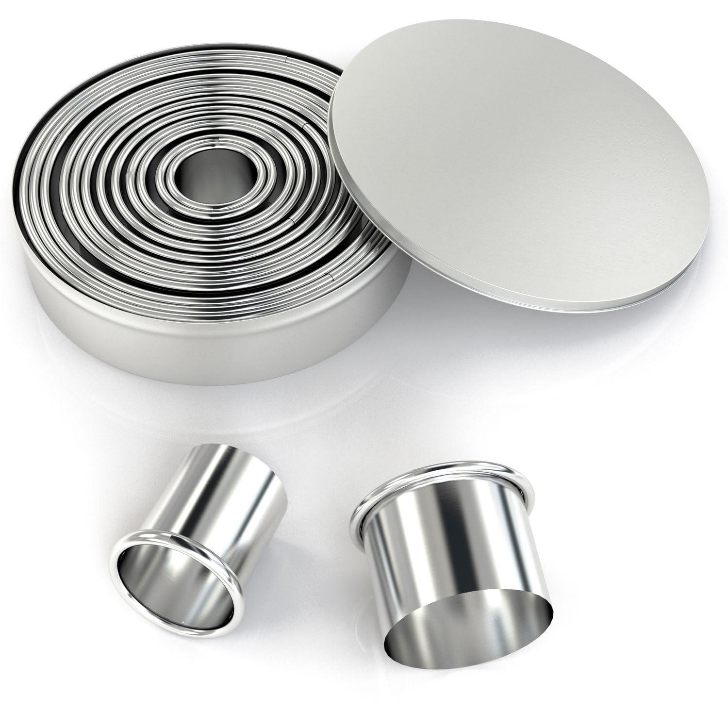 Intirilife Ausstechformen Set 12-tlg Rund Edelstahl Silber