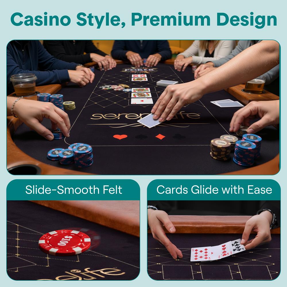 Serenelife Game Tables Pokertisch 10 Personen Braun klappbar