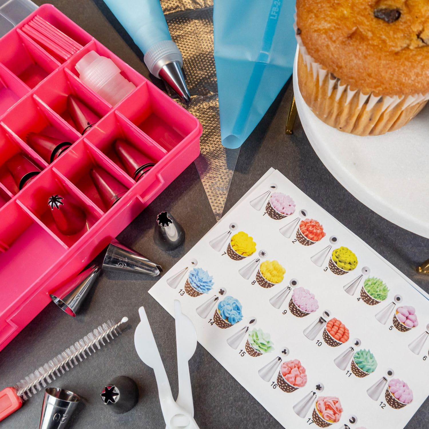 Intirilife Spritztüllen Set 52-teilig Edelstahl mit Beutel