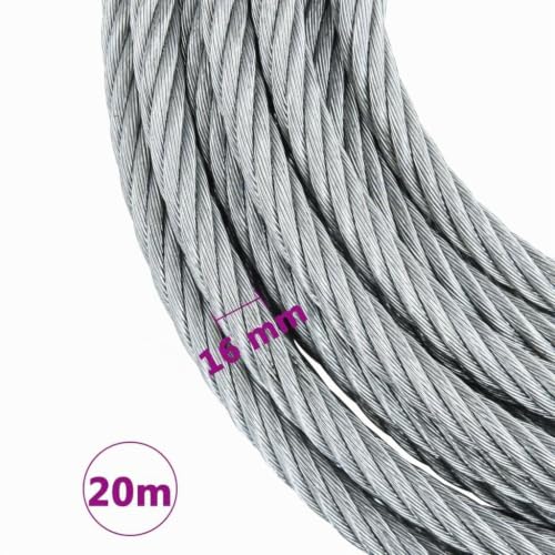 vidaXL Drahtseil 20m verzinkt 1600kg mit Haken Windenseil