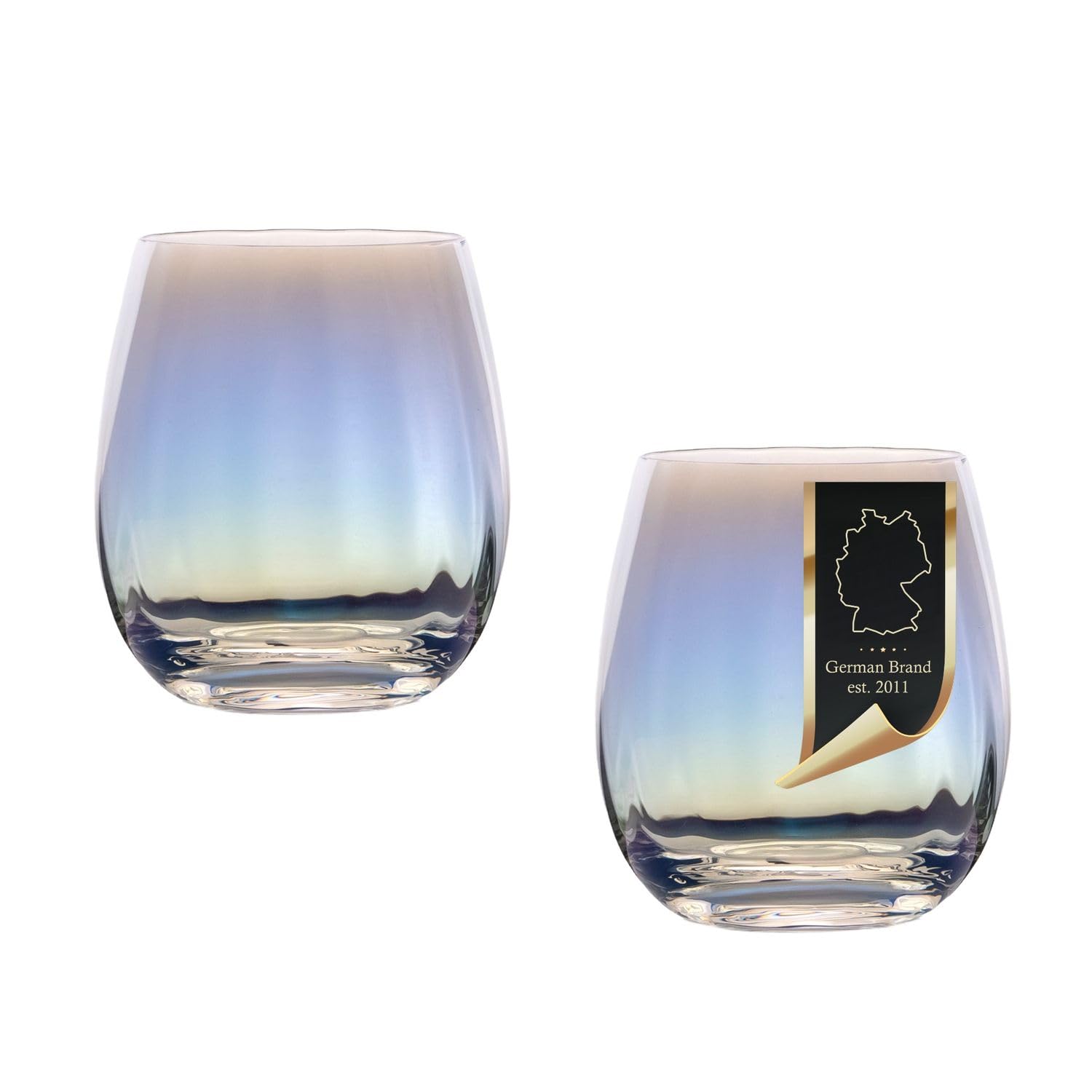 Intirilife Trinkglas Regenbogen 2er Set 380 ml Welle