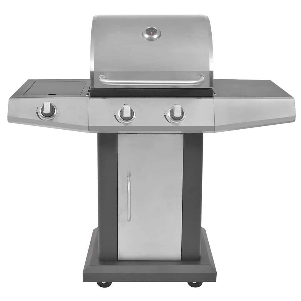 vidaXL Gasgrill 2 Brenner Seitenbrenner Grillwagen Schwarz