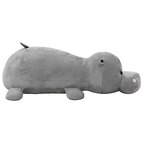 vidaXL Hippo Kuscheltier Plüsch Grau 100x30cm Kinder