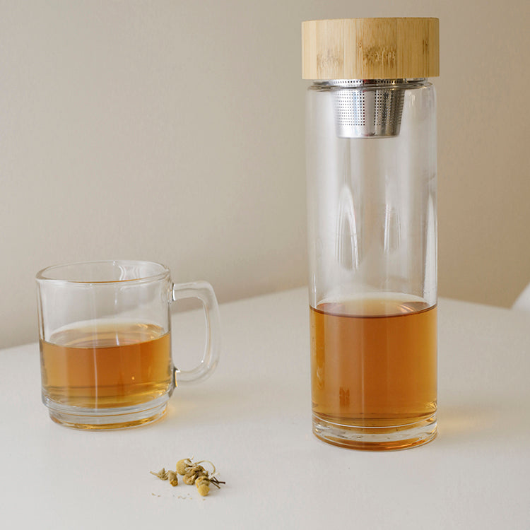 Kikkerland Kitchen Zen Teebereiter Glas mit Bambusdeckel