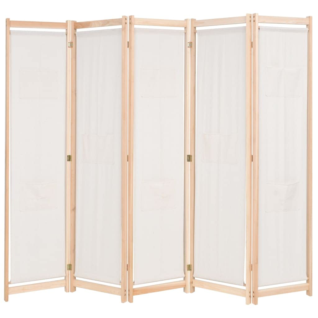vidaXL Möbel Raumteiler Creme 5-teilig 200x170 cm Stoff