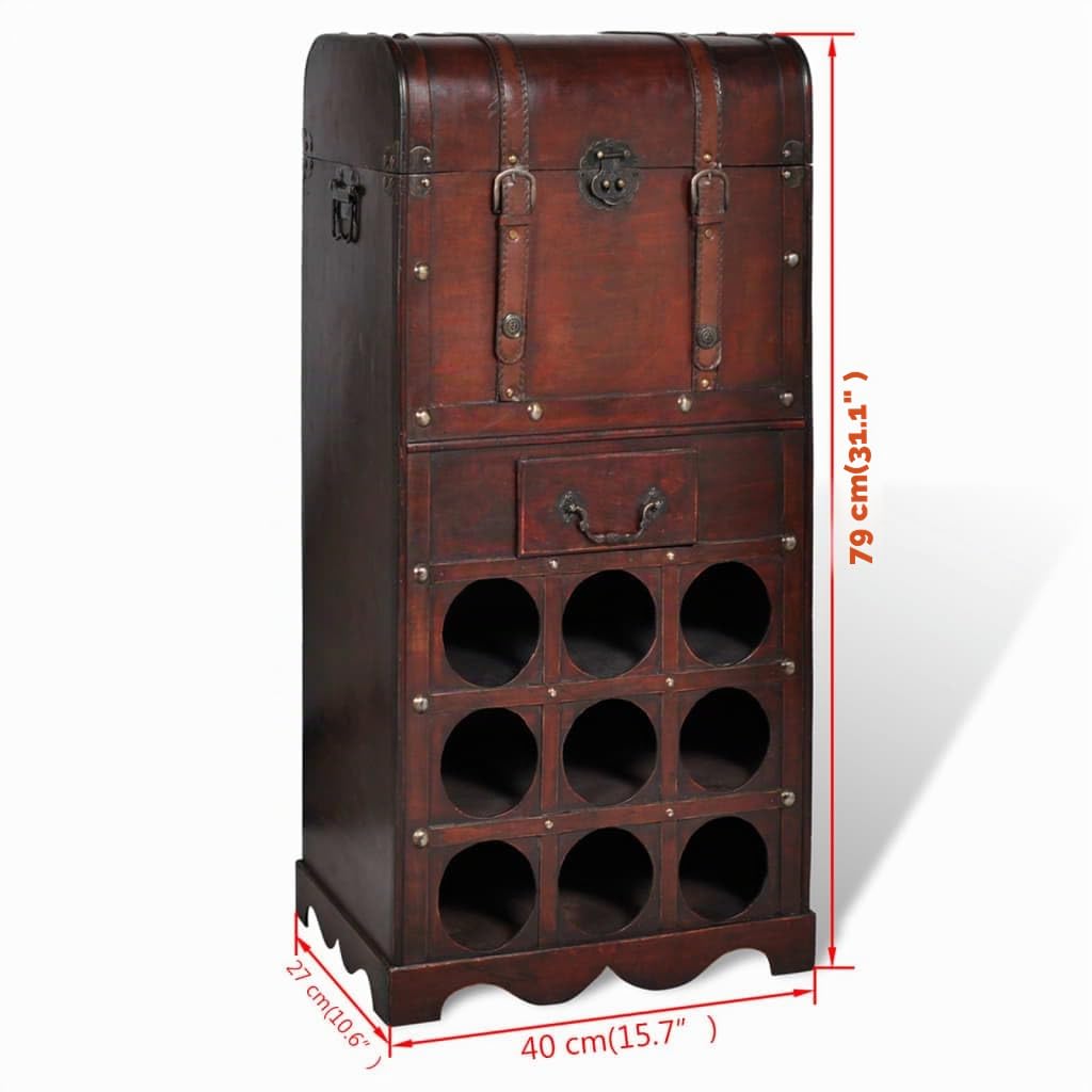 vidaXL Weinregal Holz 9 Flaschen mit Truhe Schublade