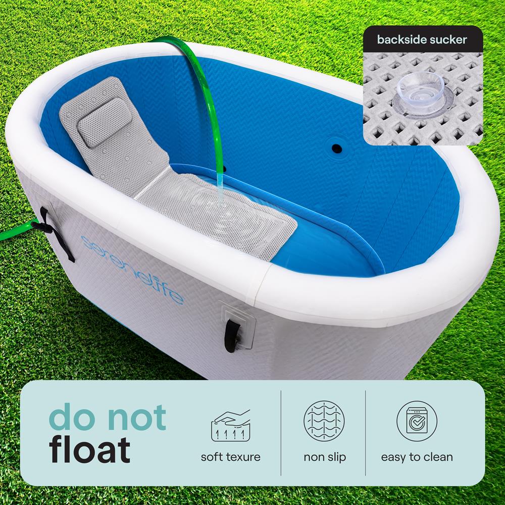 Serenelife Bathroom Badematte PVC mit Kissen 127cm rutschfest