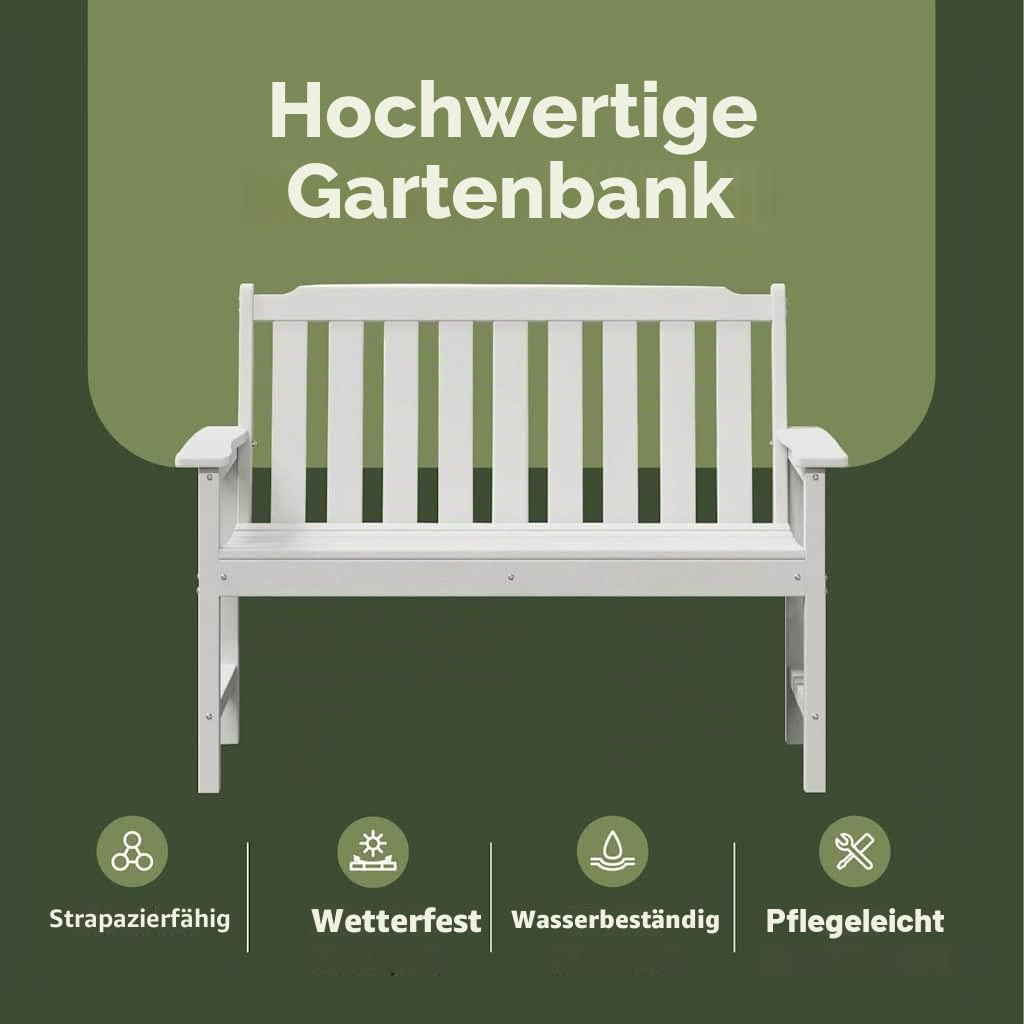 vidaXL Heim & Garten Gartenbank Weiß 120 cm HDPE 2-Sitzer