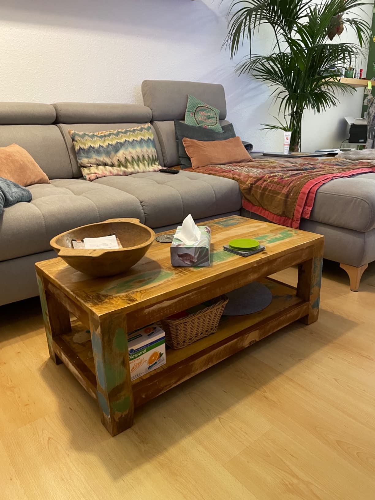 vidaXL Möbel Couchtisch Altholz Massiv 90x45x35 cm