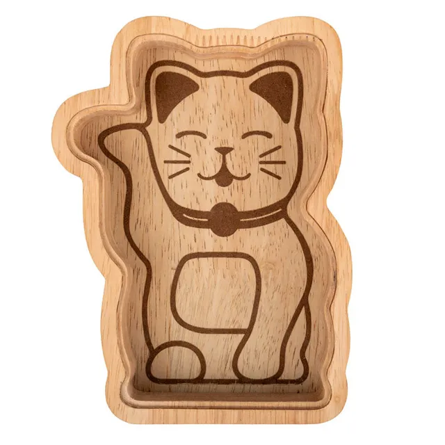 Kikkerland Home Lucky Cat Money Bank Spardose Holz