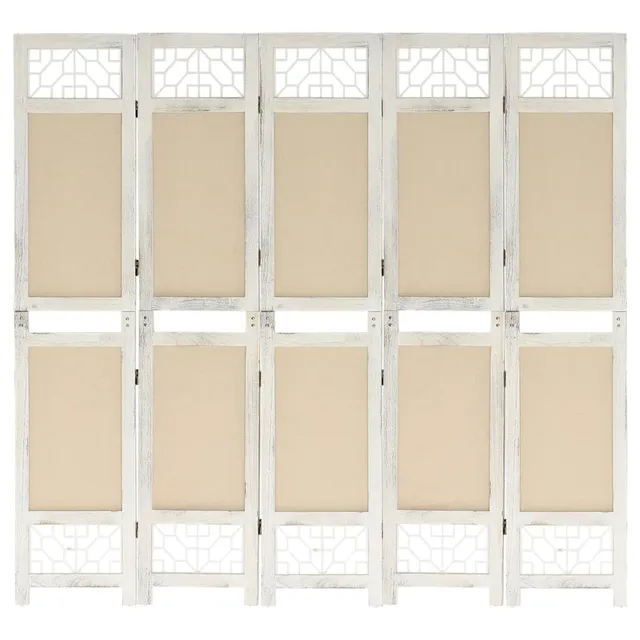 vidaXL Heim & Garten Raumteiler 5-tlg Paravent Creme 175x165cm