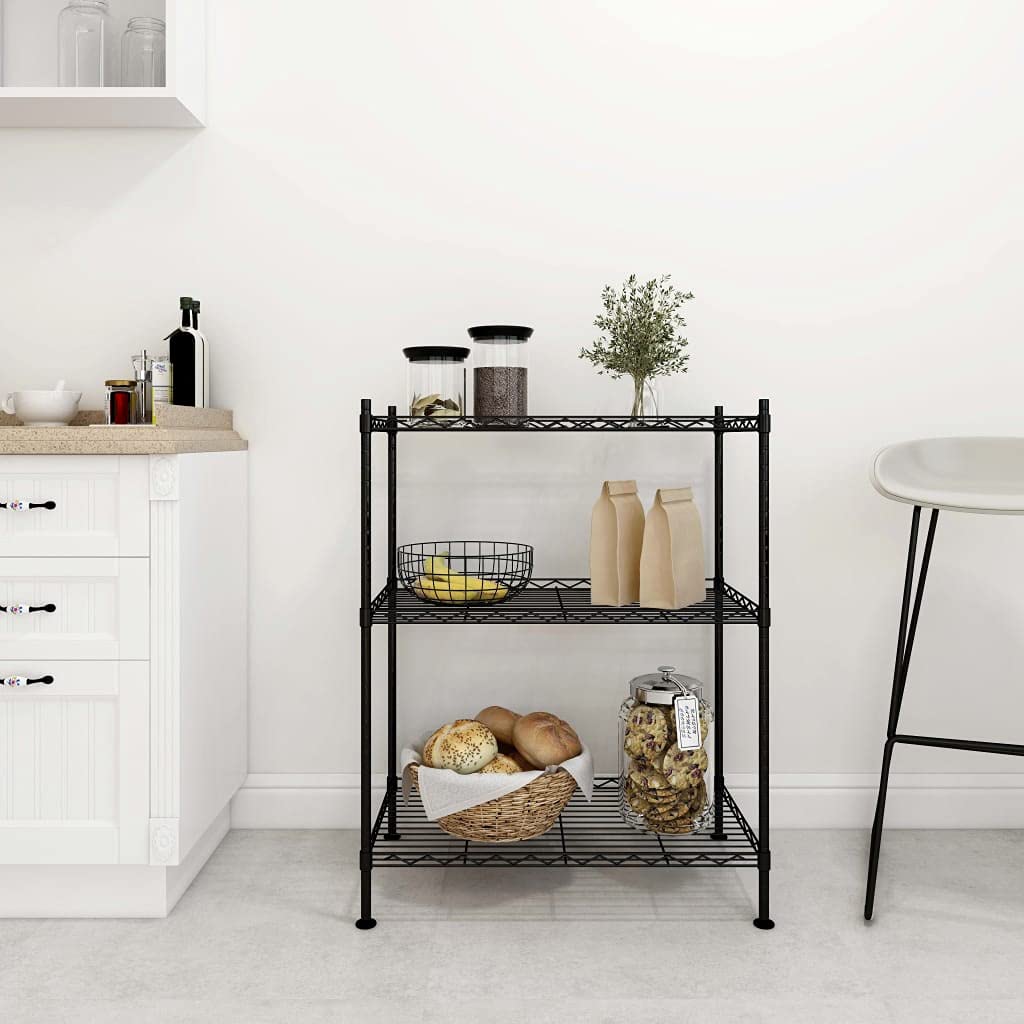 vidaXL Lagerregal Eisen schwarz 60x35x76cm 3 Böden
