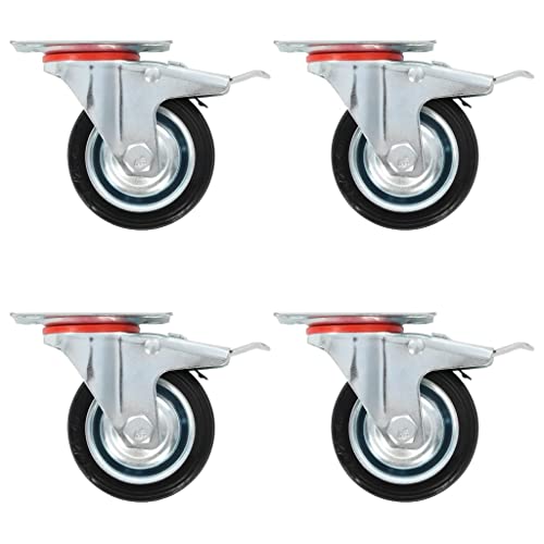 vidaXL Lenkrollen 75 mm Gummirollen 8er-Set Bremse