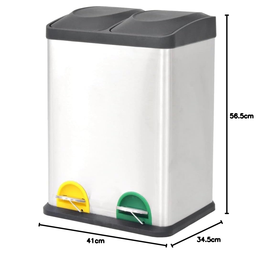 vidaXL Treteimer Edelstahl 36L 2x18L Mülltrennung matt
