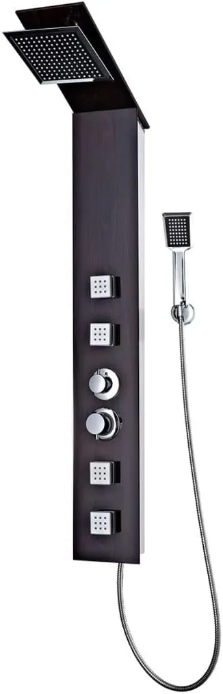 vidaXL Duschpaneel Glas braun Holzoptik Regendusche System