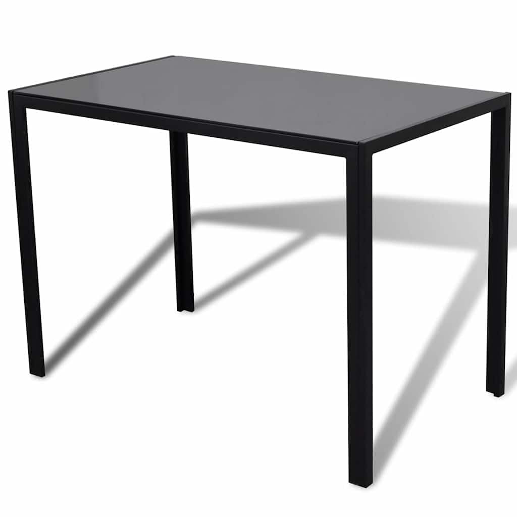 vidaXL Heim & Garten Essgruppe 5-tlg Schwarz Glas Kunstleder