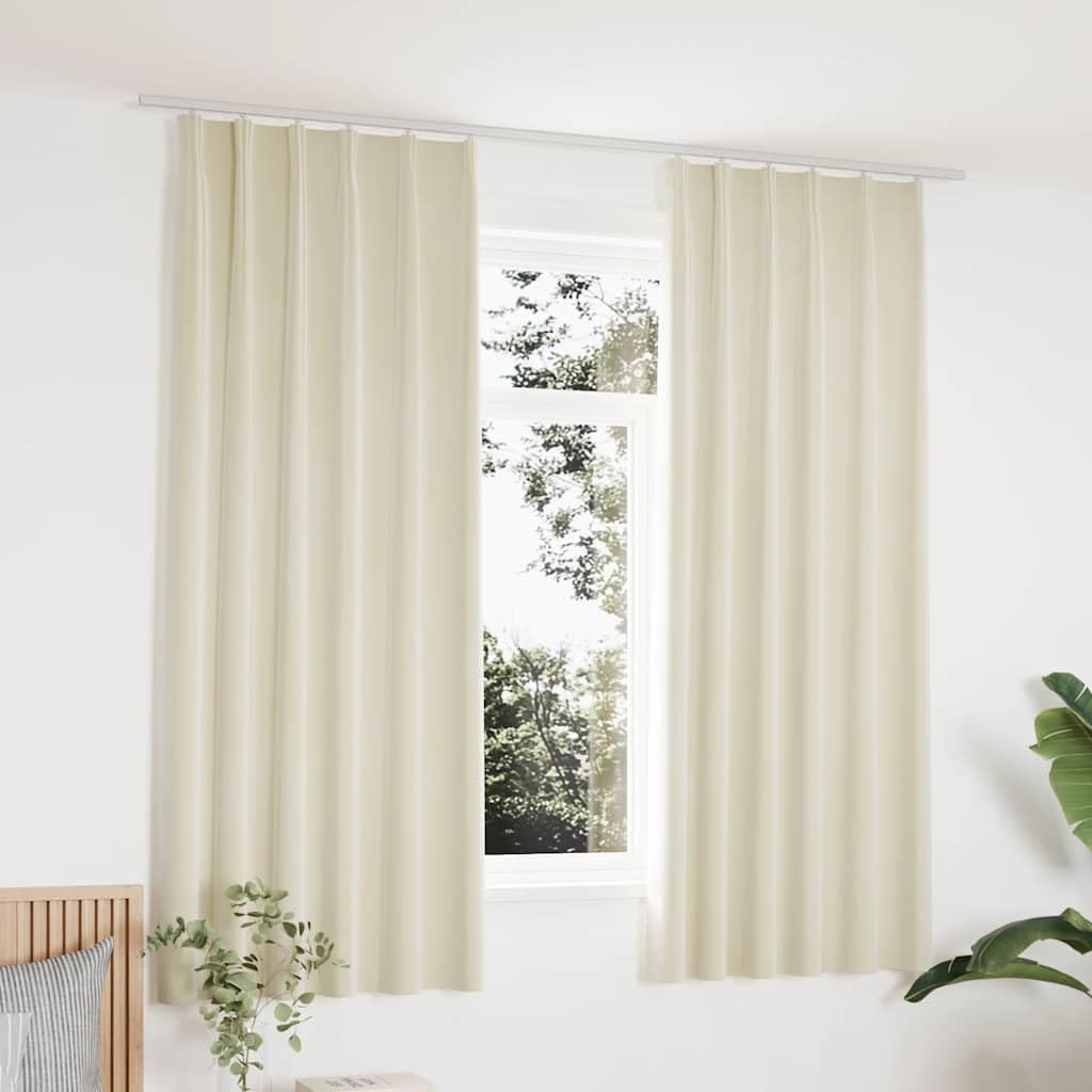 vidaXL Vorhang Samt Creme 140x175cm Verdunkelung 2er Pack