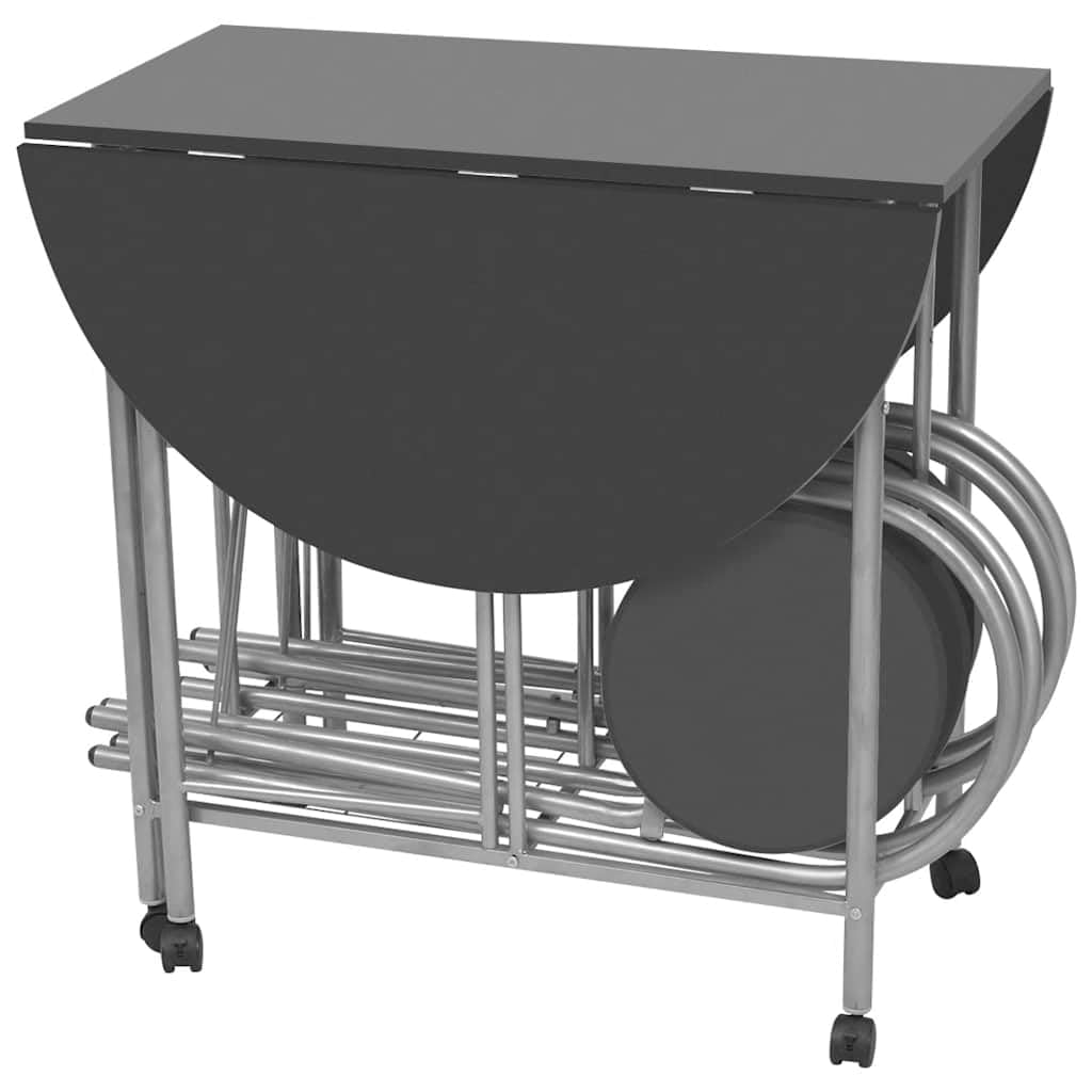vidaXL Möbel Esstisch Ausklappbar 5-teilig MDF Schwarz