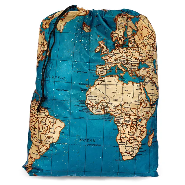 Kikkerland On-The-Go Wäschebeutel Reise Weltkarte 20 L