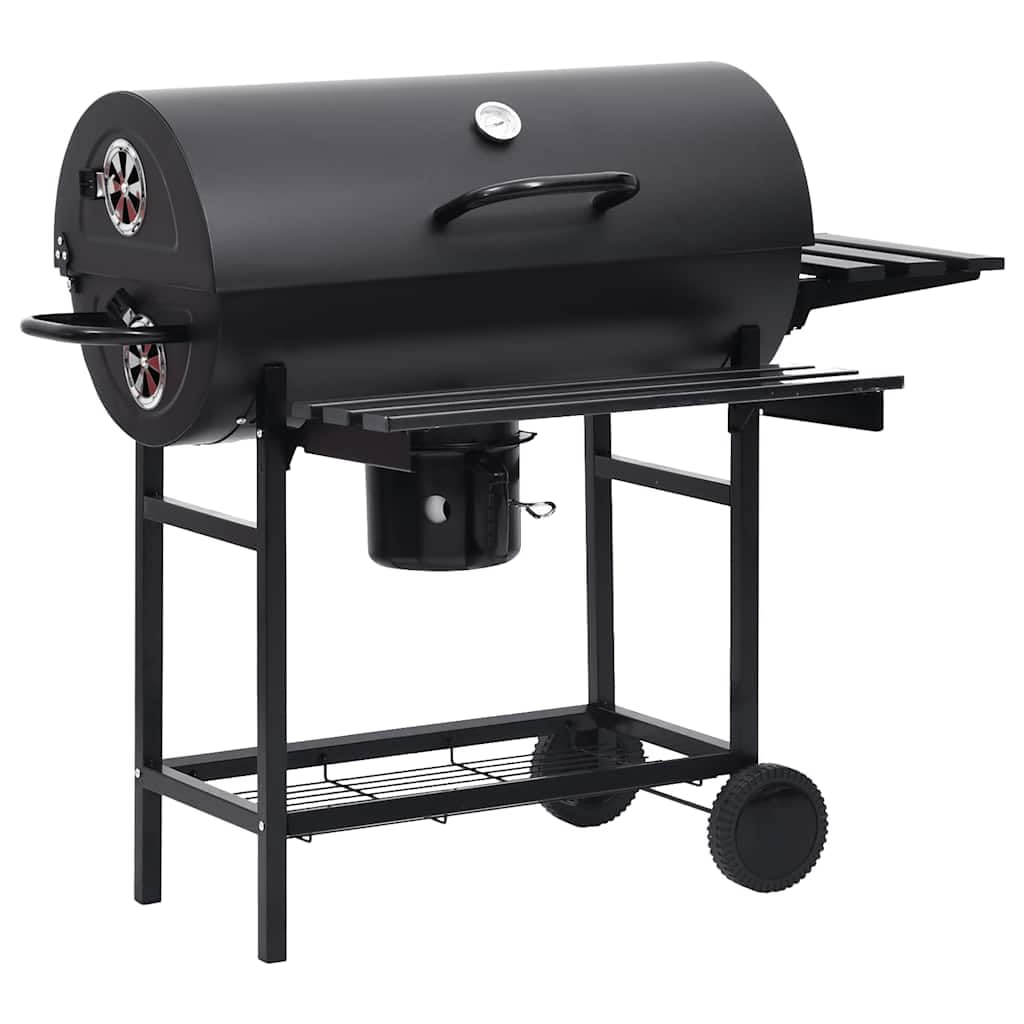 vidaXL Grillwagen Holzkohlegrill Schwarz Stahl mit Rädern
