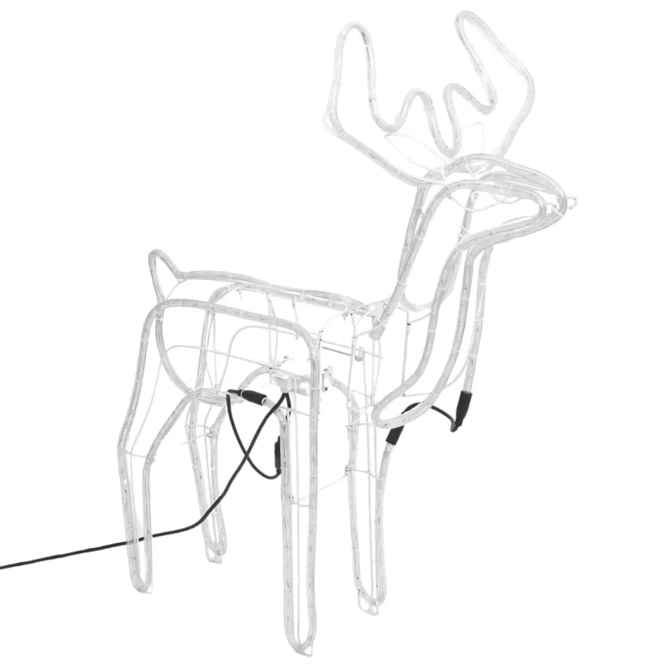 vidaXL Heim & Garten Rentier Leuchtfigur bewegender Kopf kaltweiß 2Stk