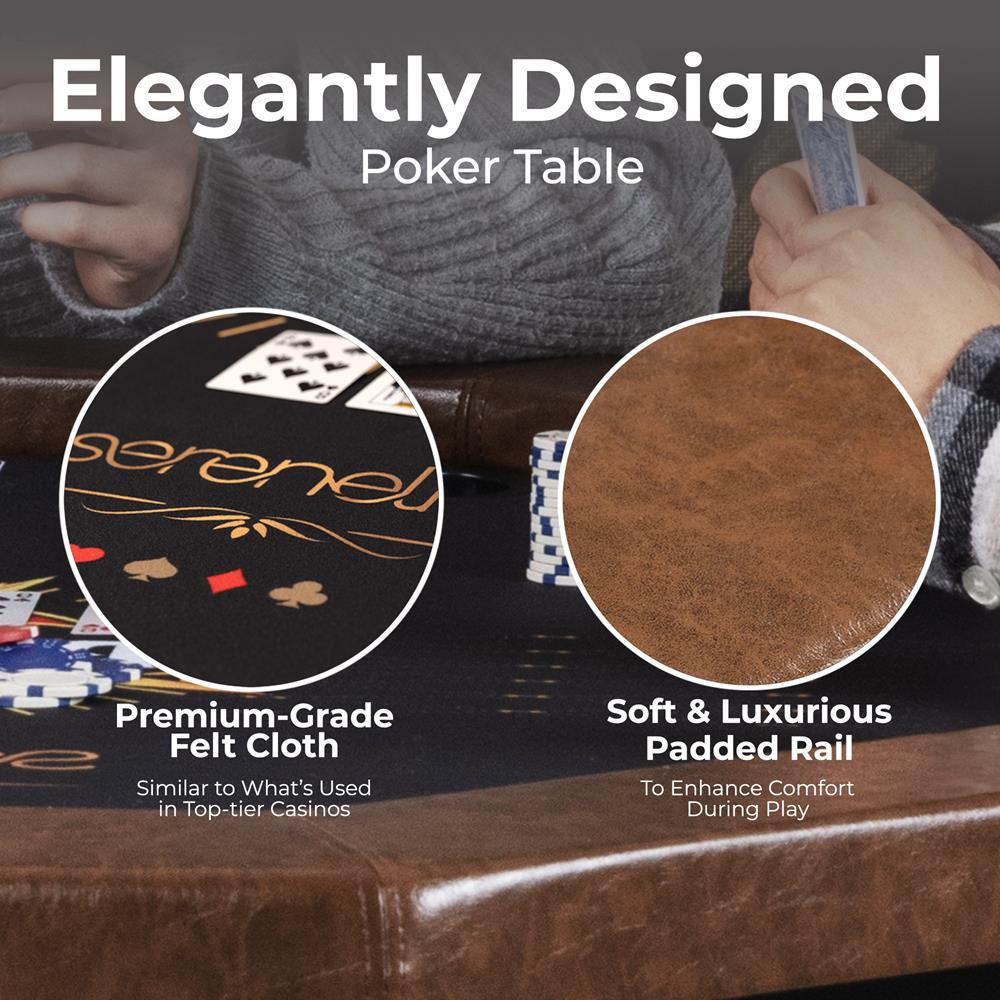Serenelife Pokertisch Klappbar 8 Spieler Achteckig Schwarz