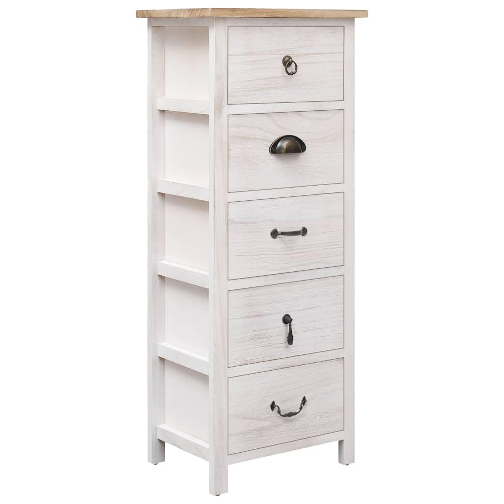 vidaXL Beistellschrank Kommode Paulownia-Holz 5 Schubladen 35x25x87cm