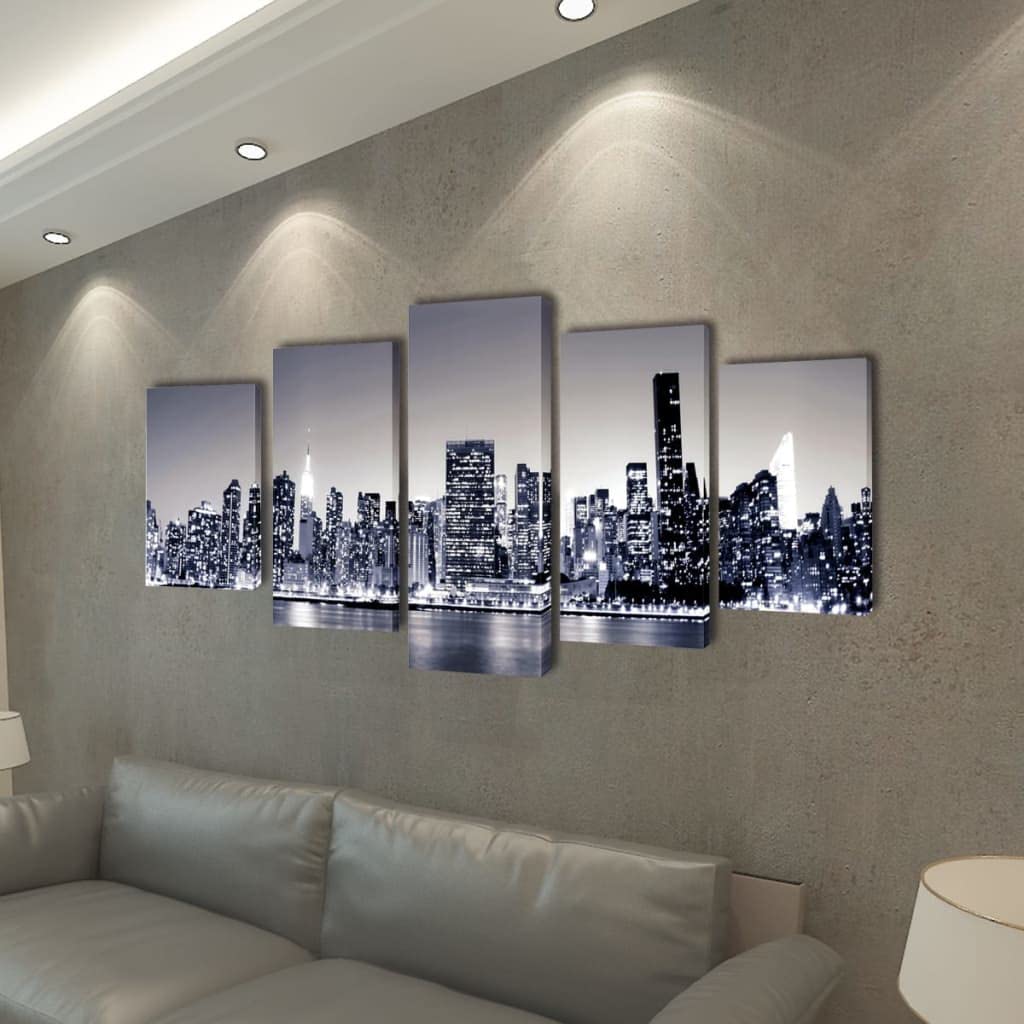 vidaXL Bilder Set Monochromes New York 100x50cm 5-teilig