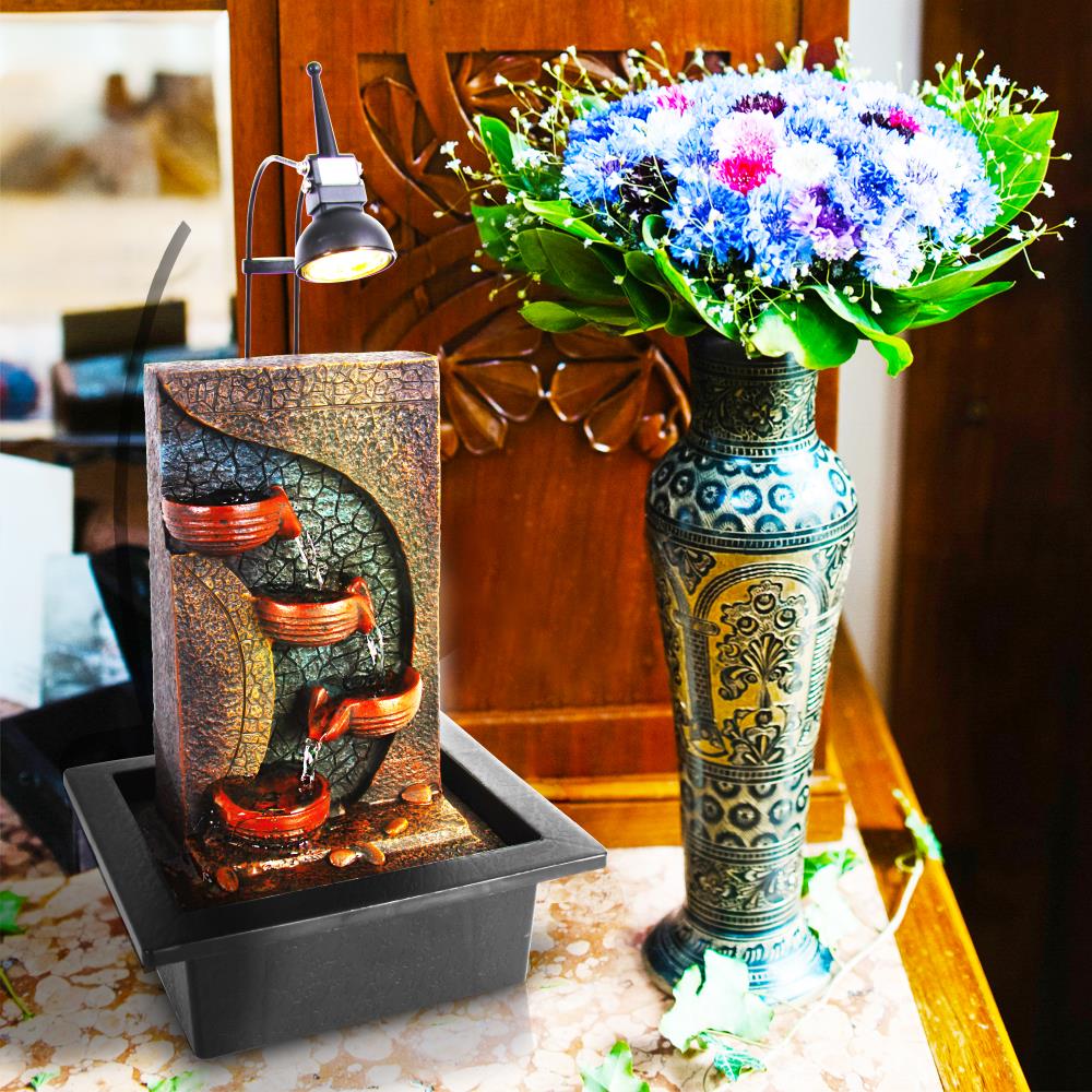 Serenelife Furniture SLTWF83LED Tischbrunnen LED mit Pumpe