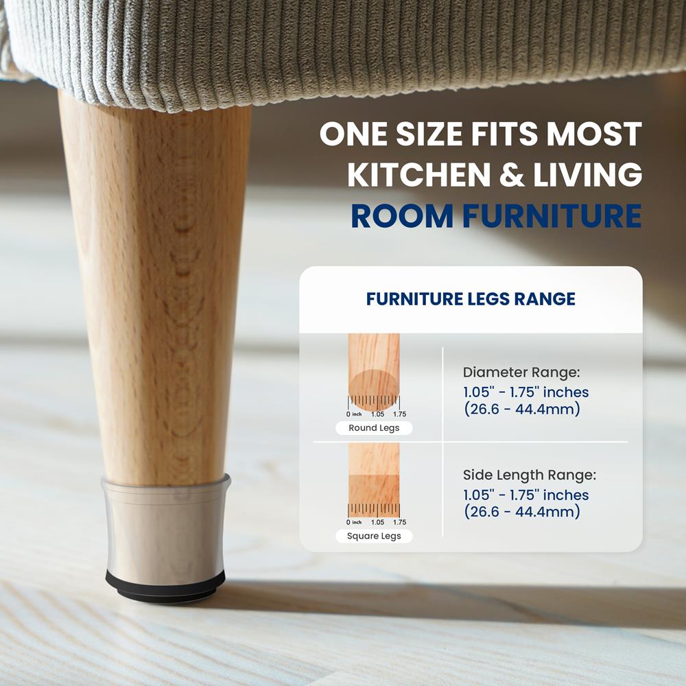 Serenelife Furniture Stuhlbeinkappen Transparent Gummi 24er
