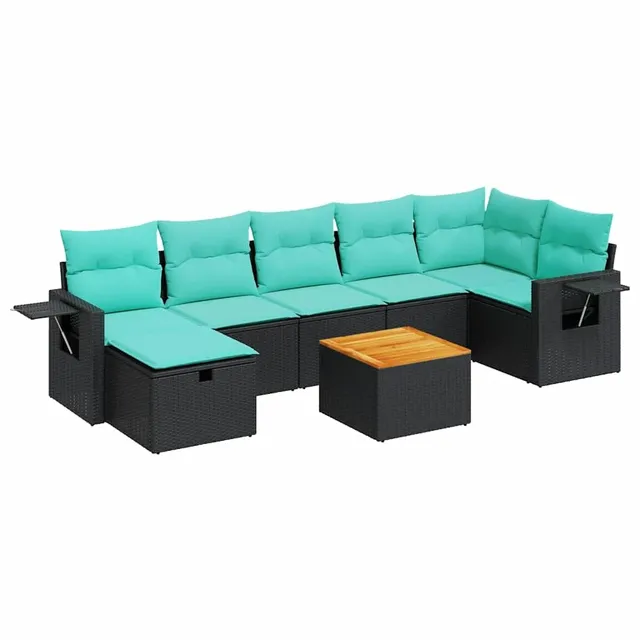 vidaXL Heim & Garten 8-tlg Garten-Sofagarnitur Schwarz Poly Rattan
