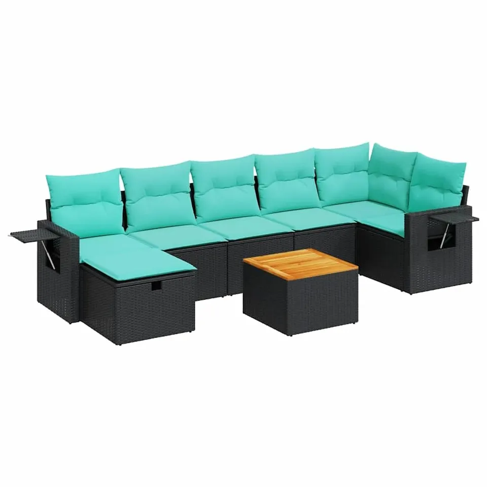 vidaXL Heim & Garten 8-tlg Garten-Sofagarnitur Schwarz Poly Rattan