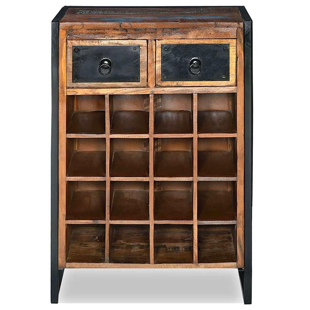 vidaXL Weinregal 16 Flaschen Altholz mit Schubladen