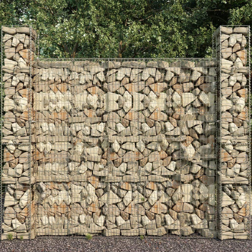 vidaXL Gabionenkorb 3er Steinkorb Stahl 25x25x197cm Säule