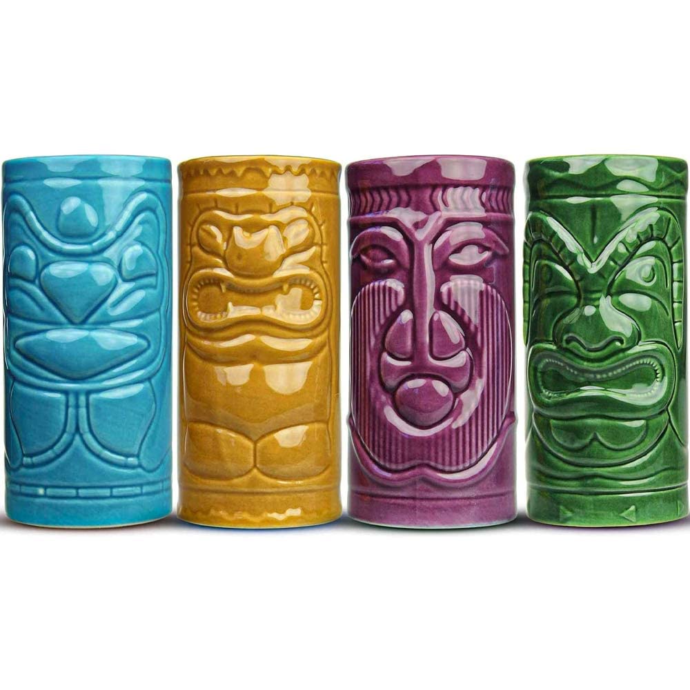 Mikamax Bar & Kitchen Tiki Becher 04070 Keramik Cocktailbecher 4er Set bunt 340 ml