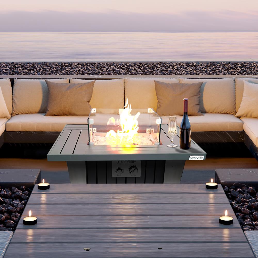Serenelife Fire Pit Feuertisch Gas 50000 BTU Edelstahl