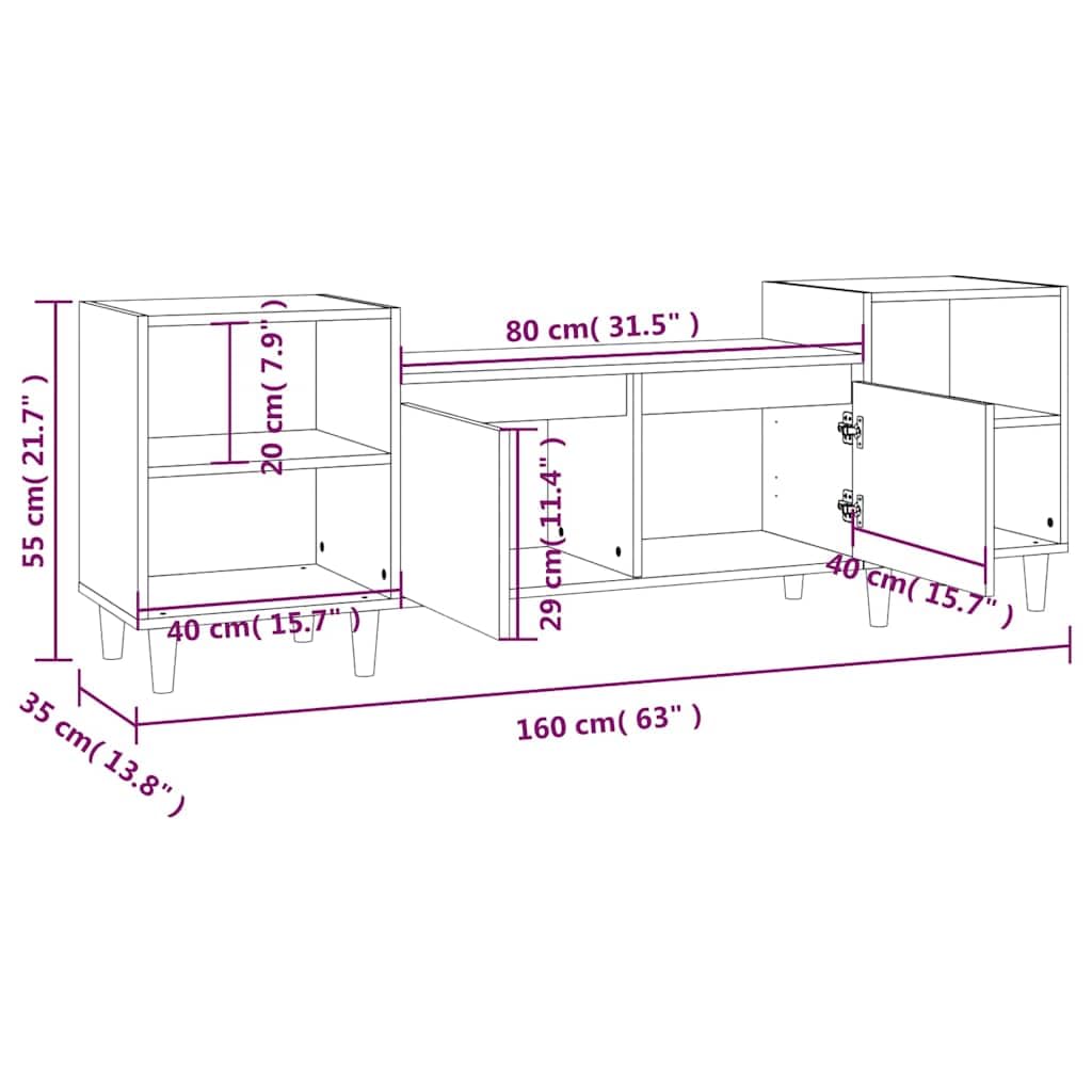 vidaXL Möbel TV-Schrank Lowboard Weiß 160x35x55 cm