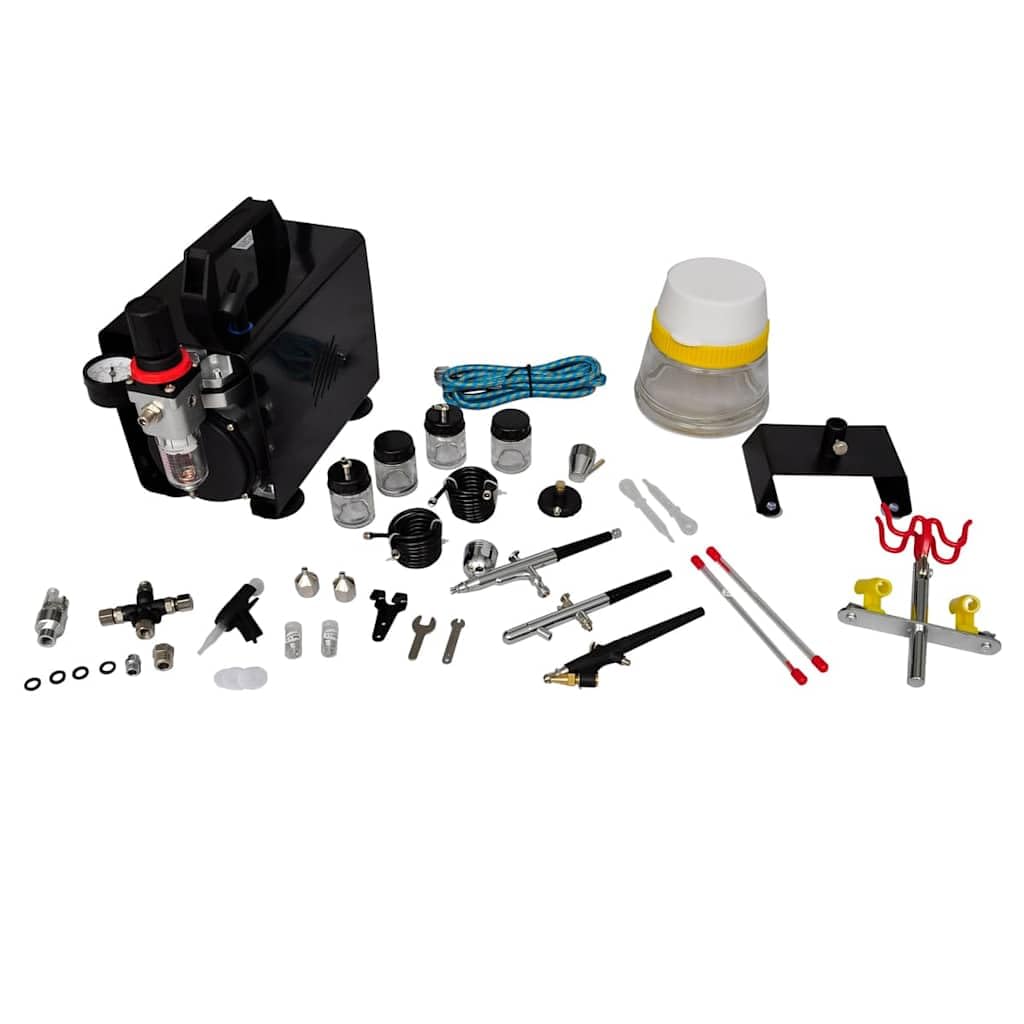 vidaXL Profi Airbrush Komplett-Set mit 3 Pistolen ölfrei