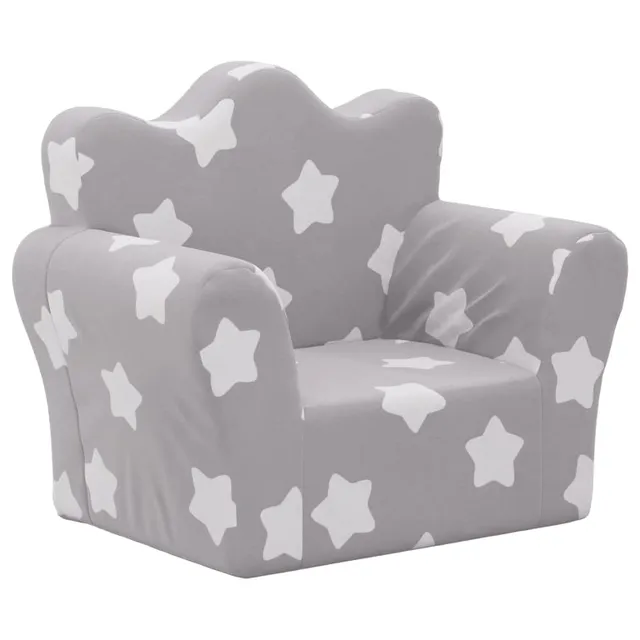 vidaXL Baby Kindersofa Hellgrau Sterne Plüsch 54x34x45 cm