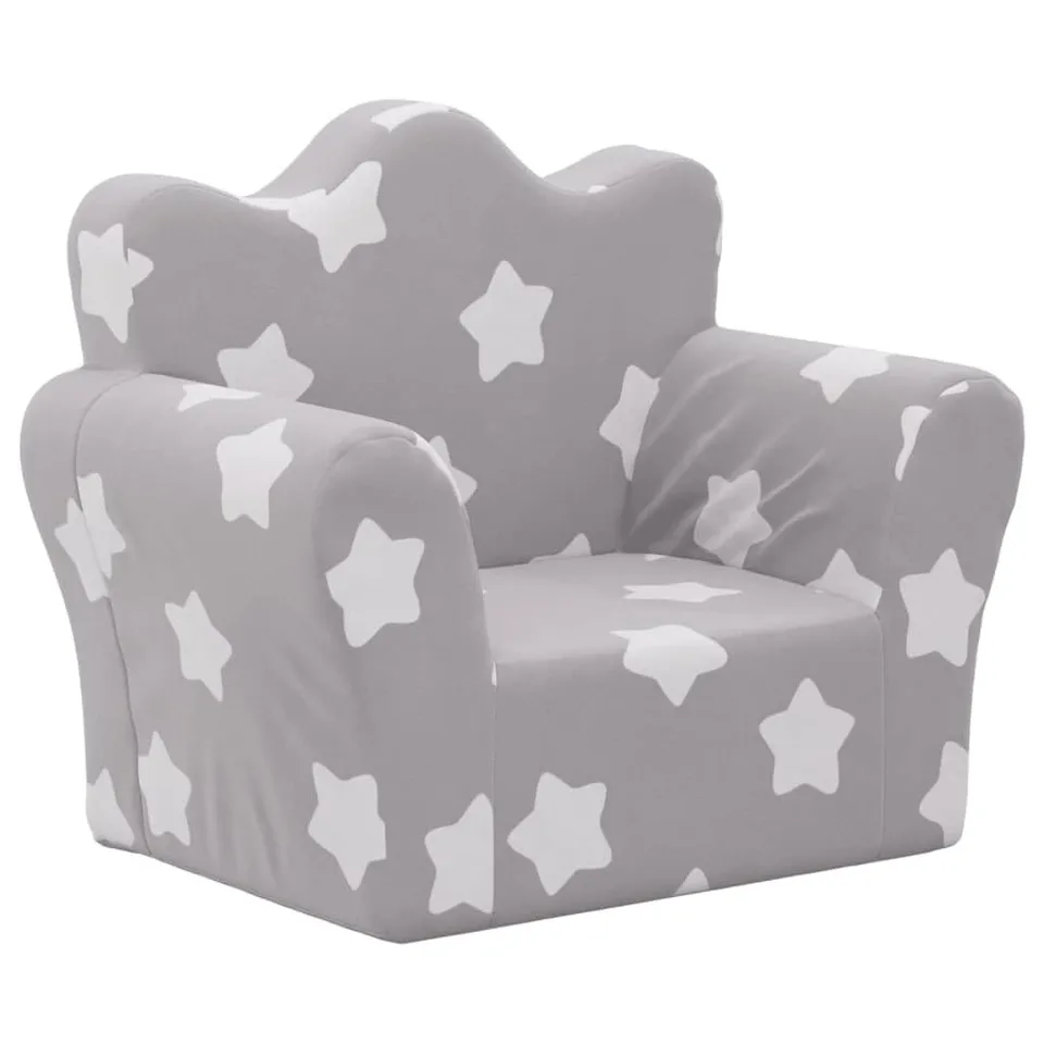 vidaXL Baby Kindersofa Hellgrau Sterne Plüsch 54x34x45 cm