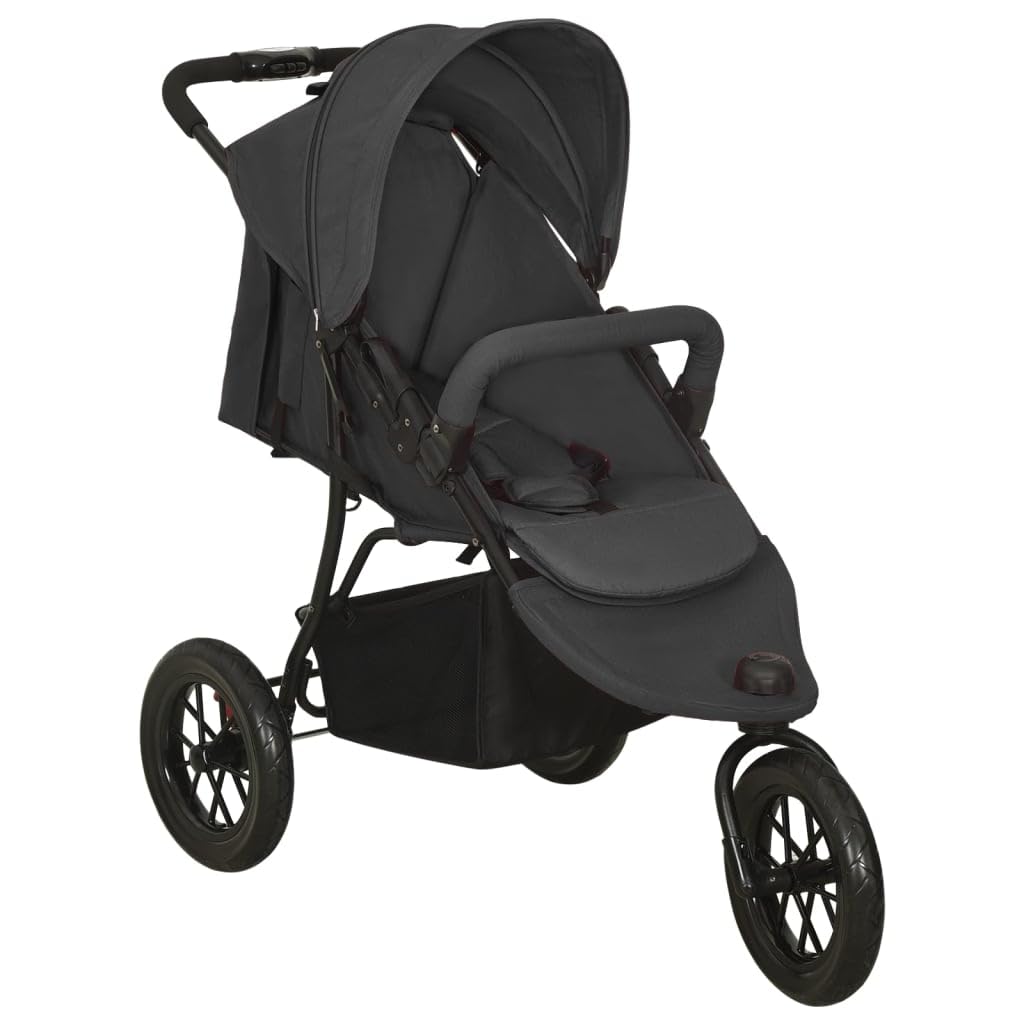 vidaXL Baby Kinderwagen Buggy Anthrazit Einhand-Klapp Stahl