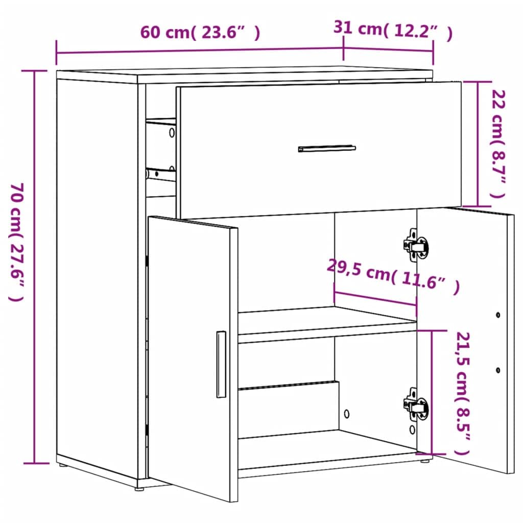 vidaXL Möbel Sideboard Schwarz Holzwerkstoff 60x31x70