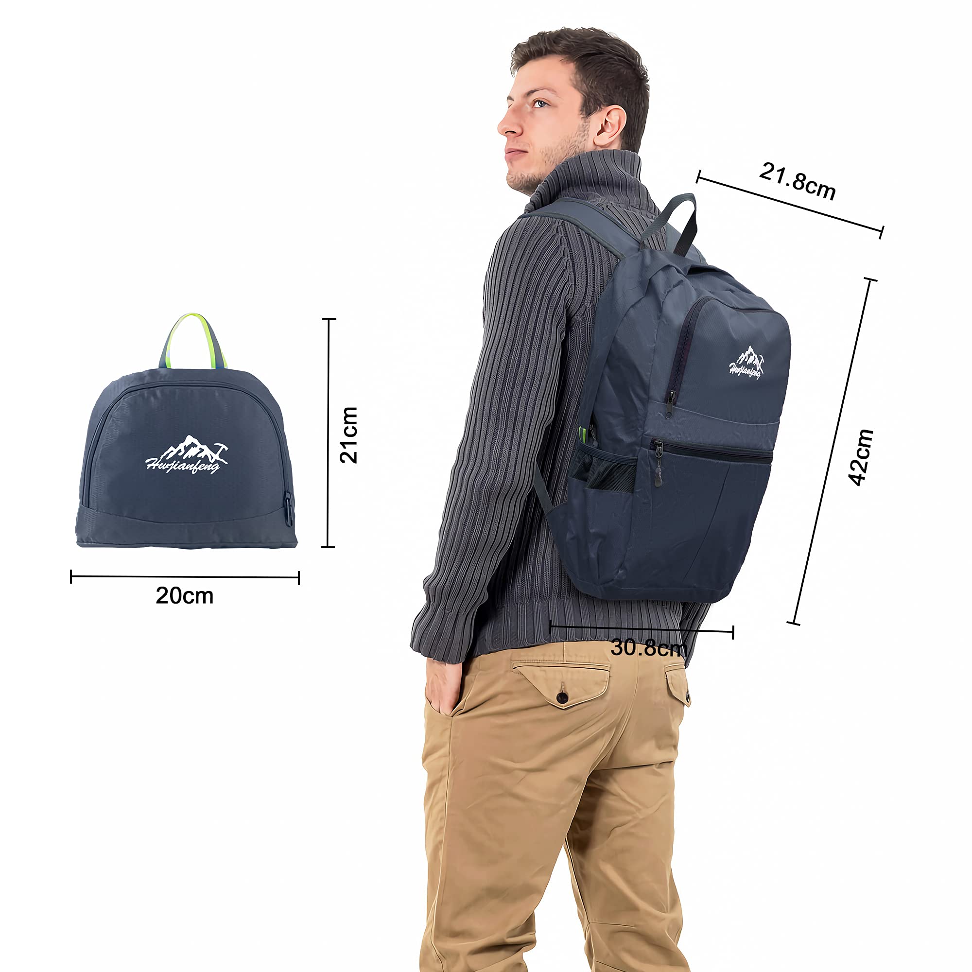 Intirilife Rucksack faltbar 36L Daypack dunkelblau ultraleicht